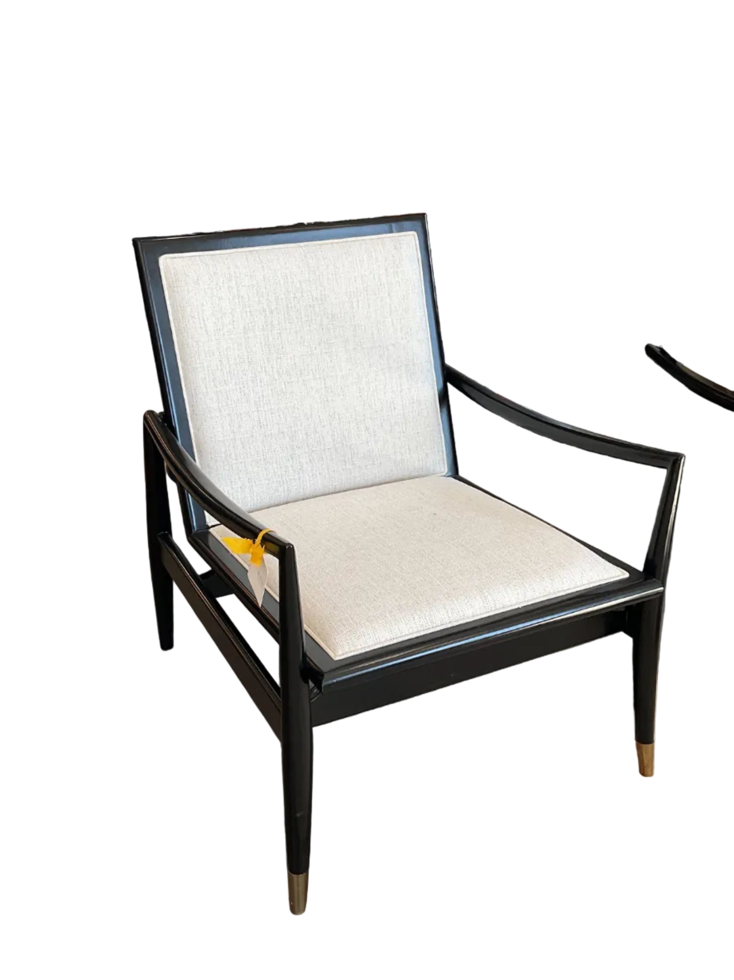 Modern History Modern Ebony Chair with White Linen Upholstery