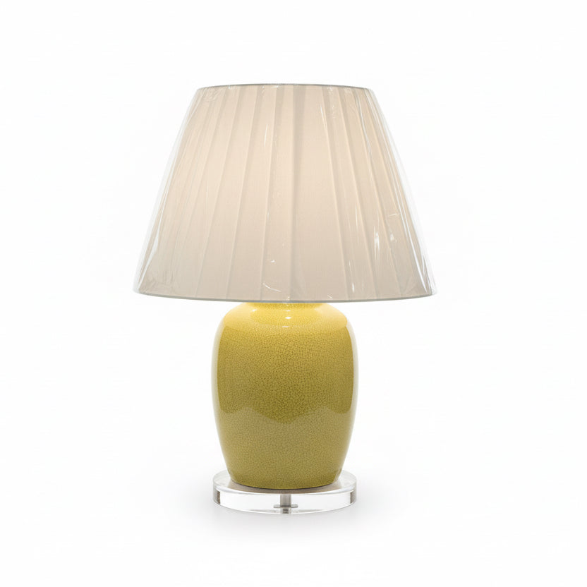 Custom Lamp - Yellow Crackle Chinoiserie Vase Table Lamp