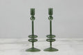 Glass Candlestick, Medium, Emerald