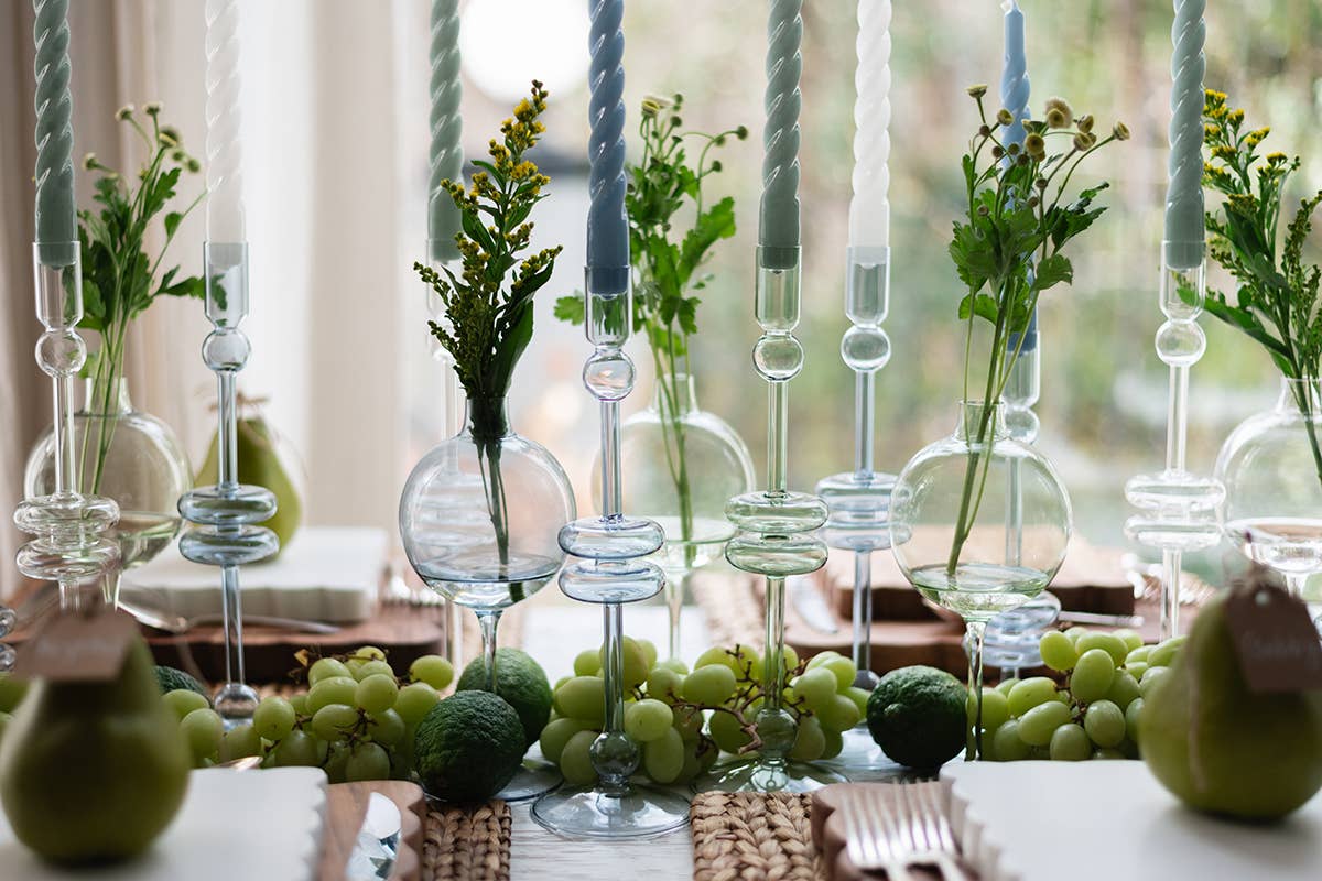 Glass Candlestick, Large, Clear