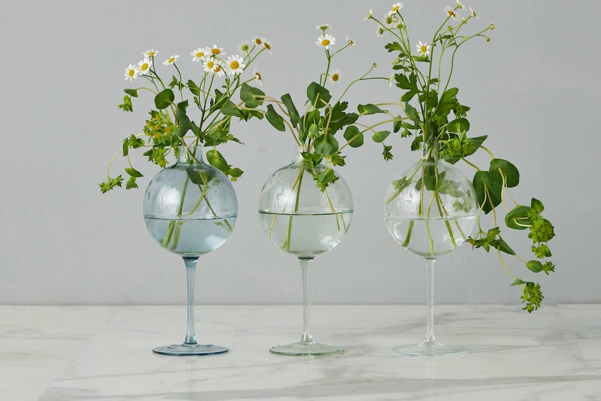 Clear Wine Glass Shaped Flower Vase, Medium