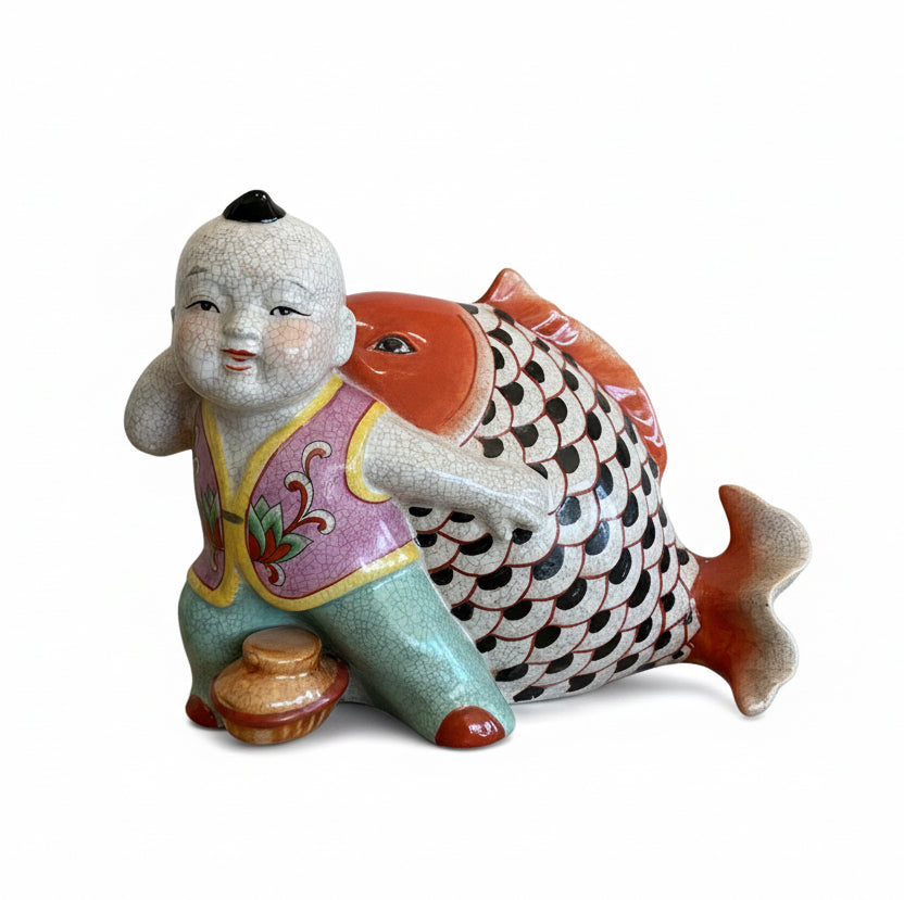Vintage Chinoiserie Fish with Child