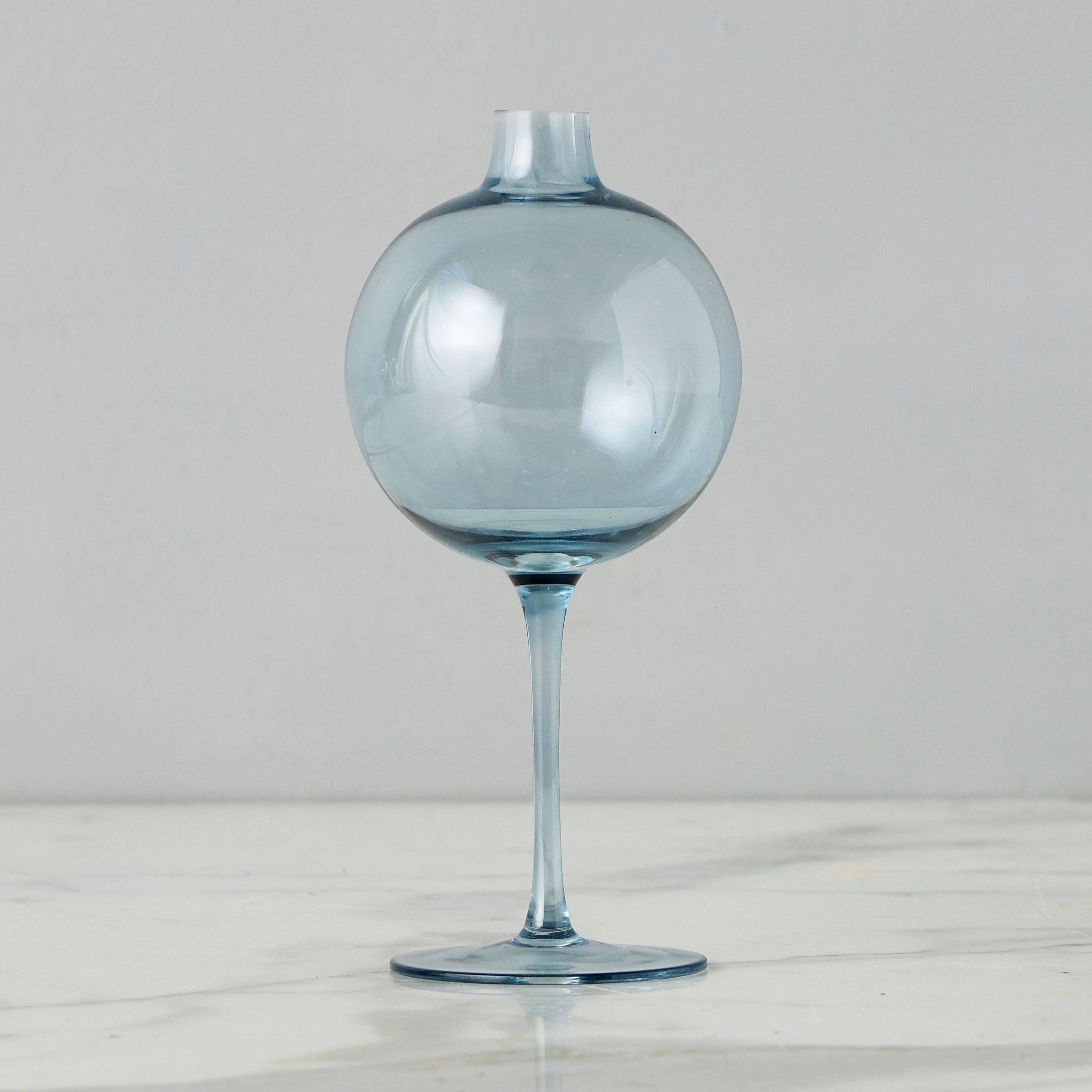 Denim Blue Wine Glass Shaped Flower Vase, Medium
