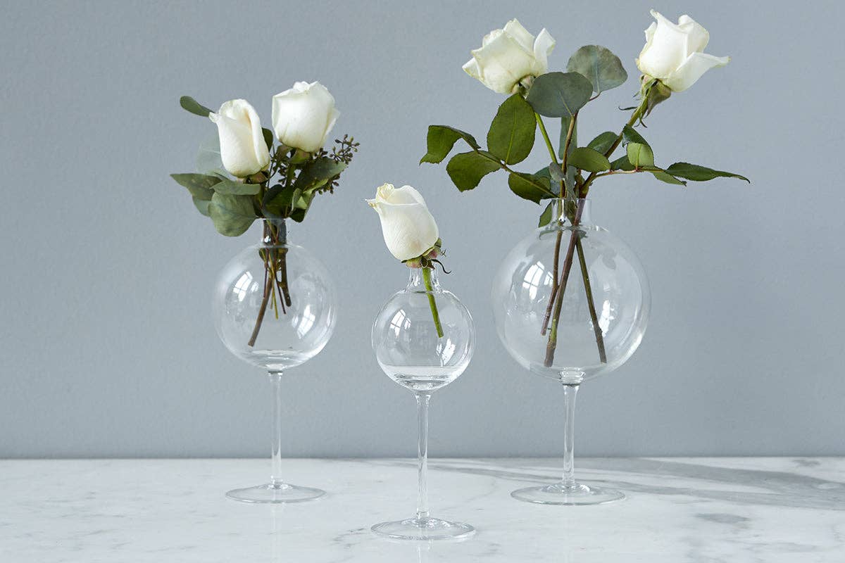 Clear Wine Glass Shaped Flower Vase, Large