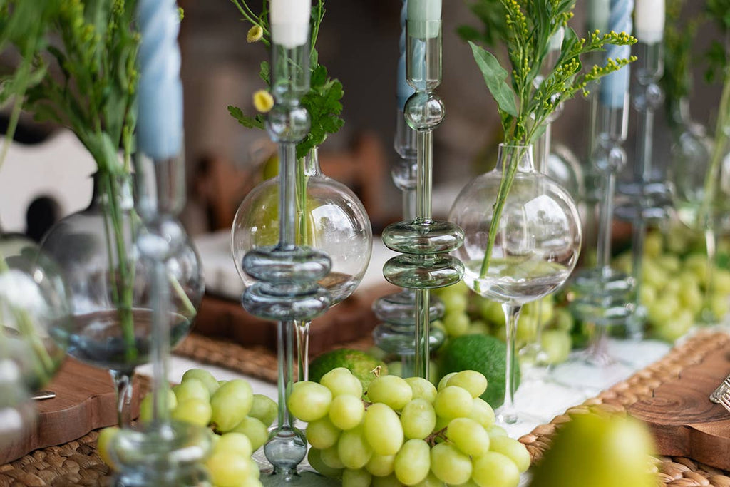 Glass Candlestick, Large, Clear