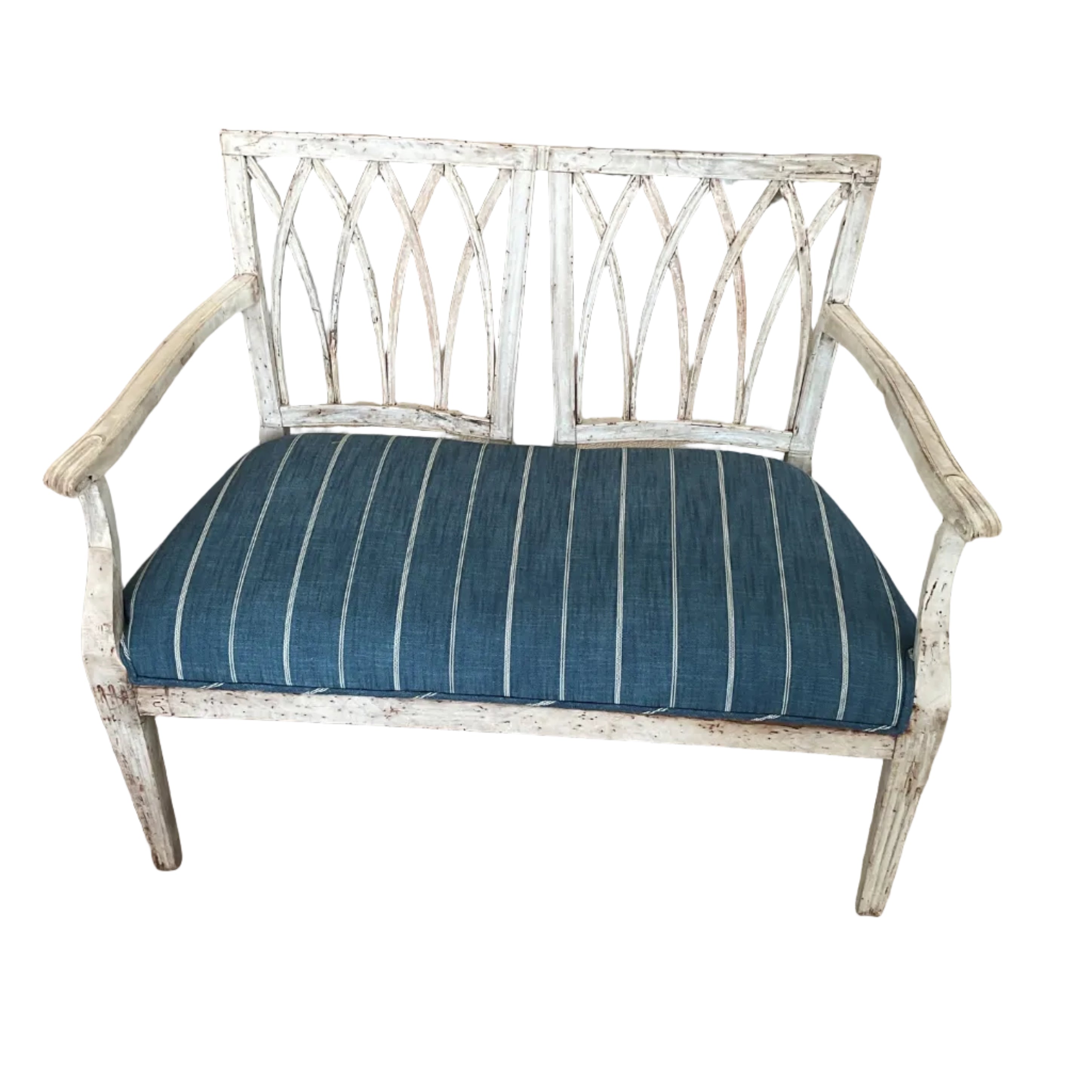 Petite 19th Century Italian Settee with Custom Upholstery