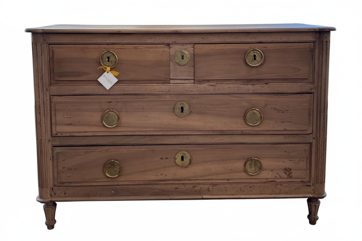 Large Antique Bleached Wood Commode