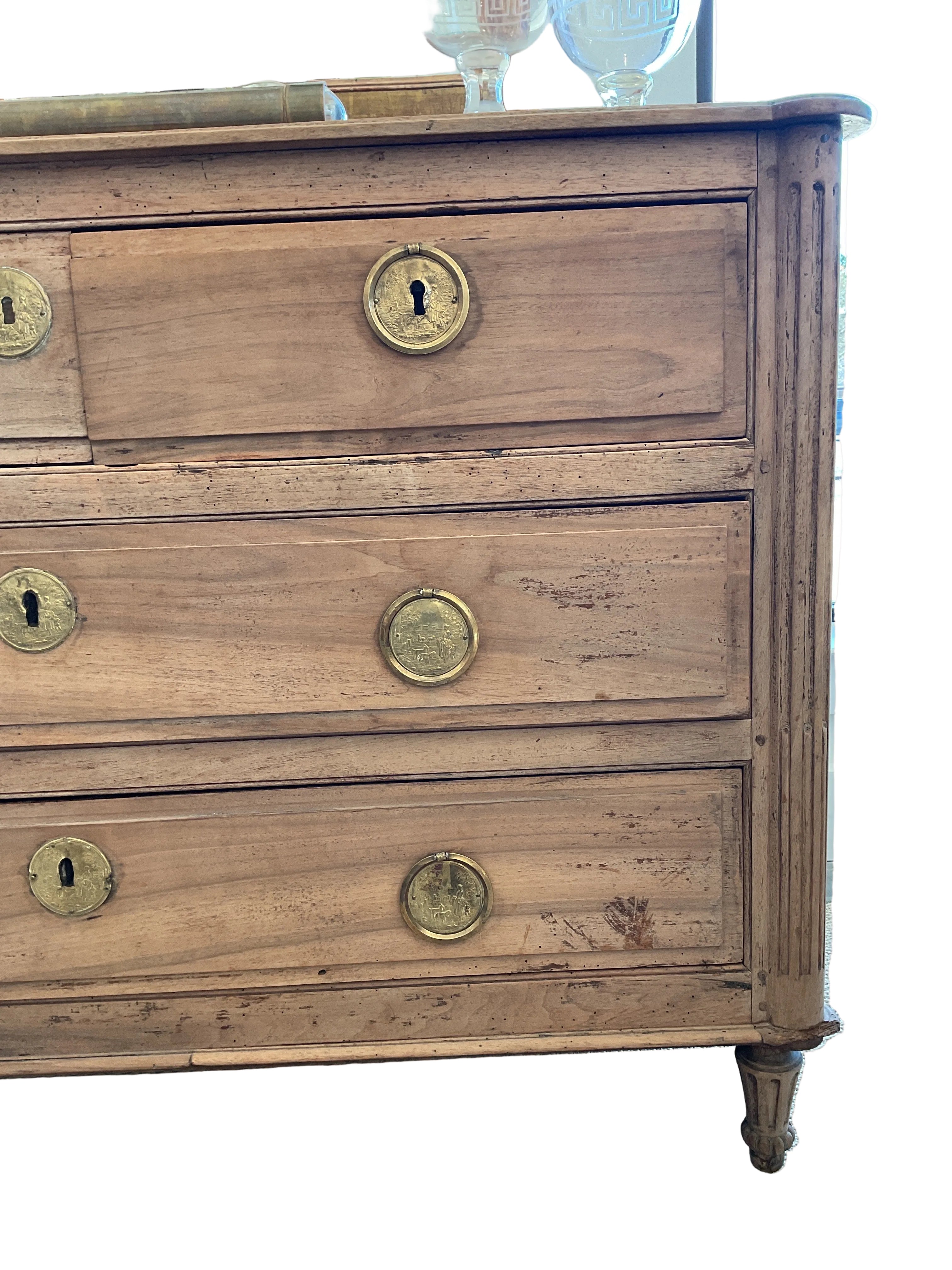 Large Antique Bleached Wood Commode