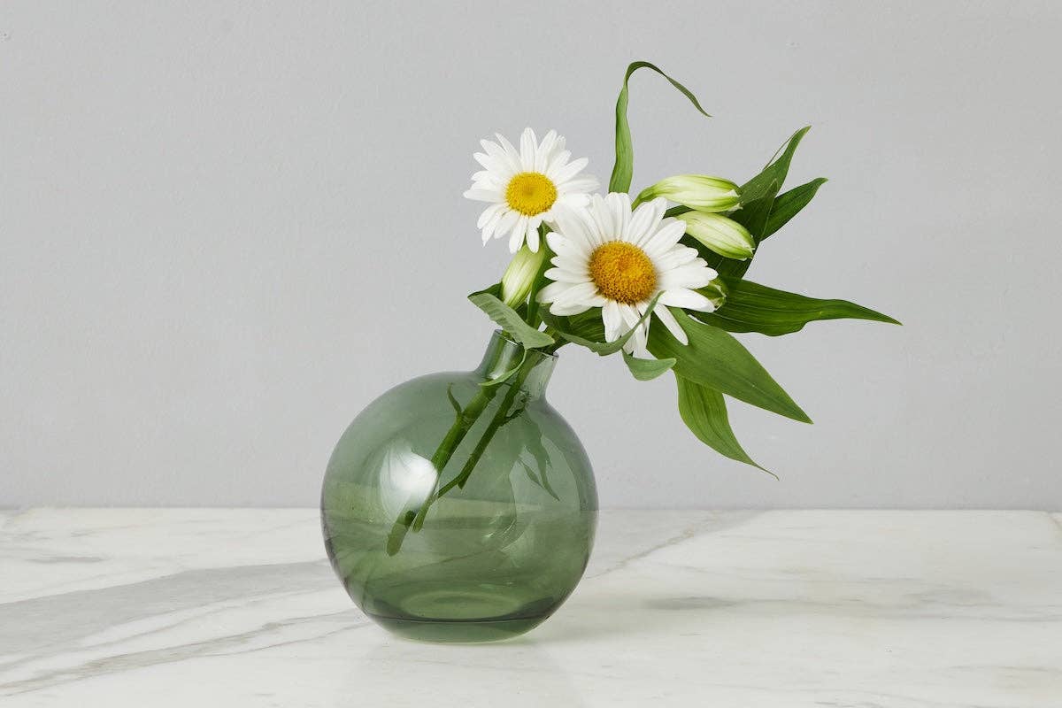 Glass Sphere Bud Vase, Spruce Green