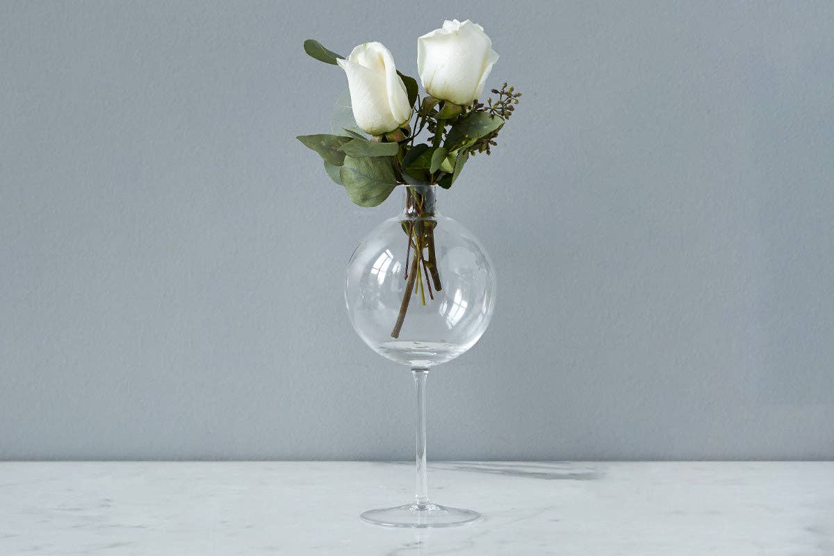 Clear Wine Glass Shaped Flower Vase, Medium