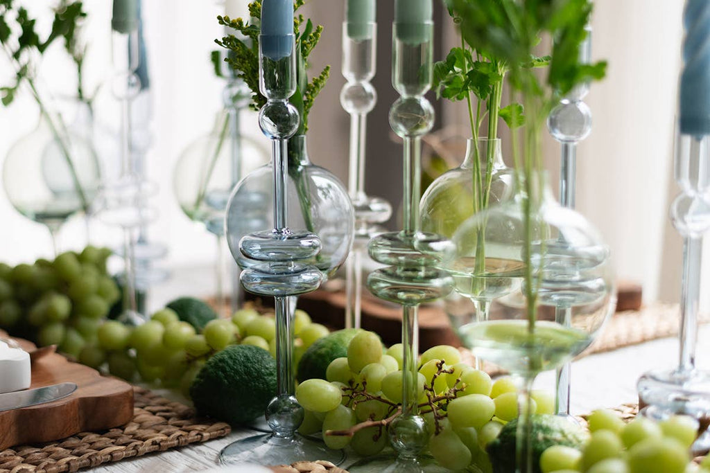 Glass Candlestick, Large, Clear