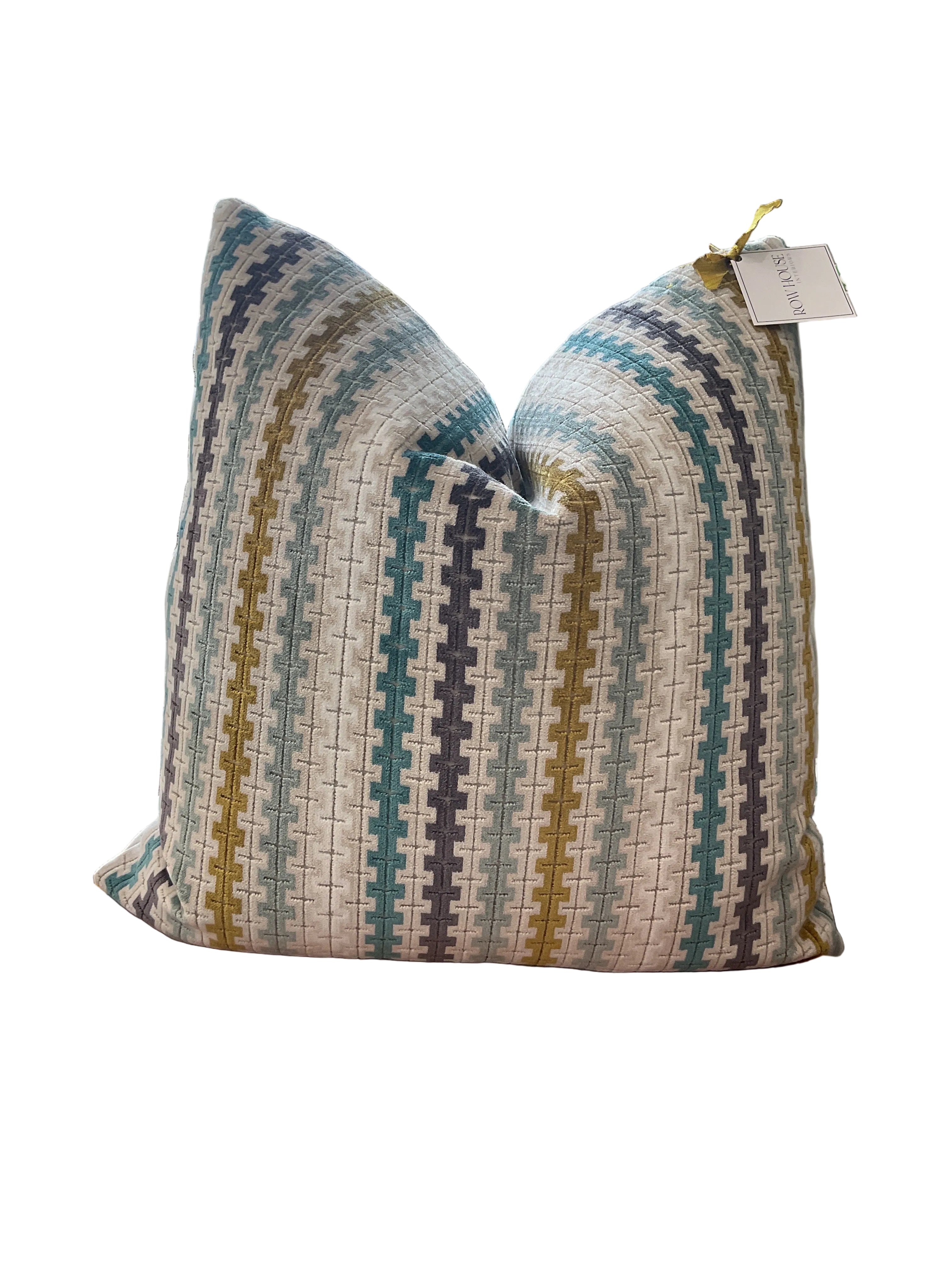 Custom Pillows  22x22 Aiden Geo Cut Velvet