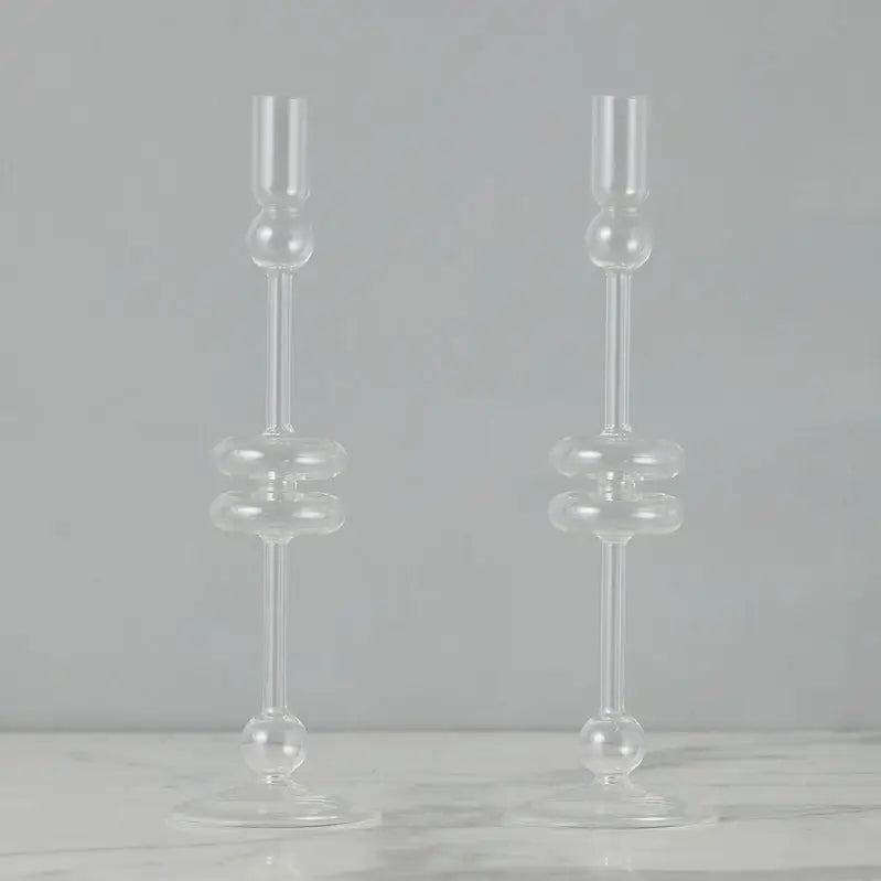 Glass Candlestick, Large, Clear