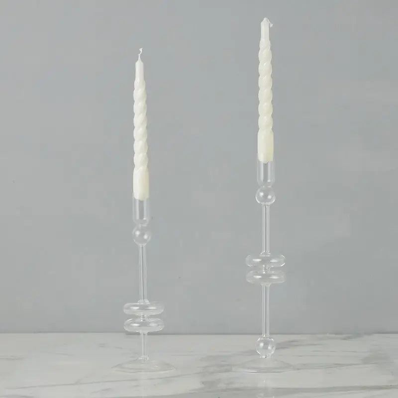 Glass Candlestick, Large, Clear