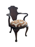 Antique Chair - Brown and Cream Stripe Upholstery